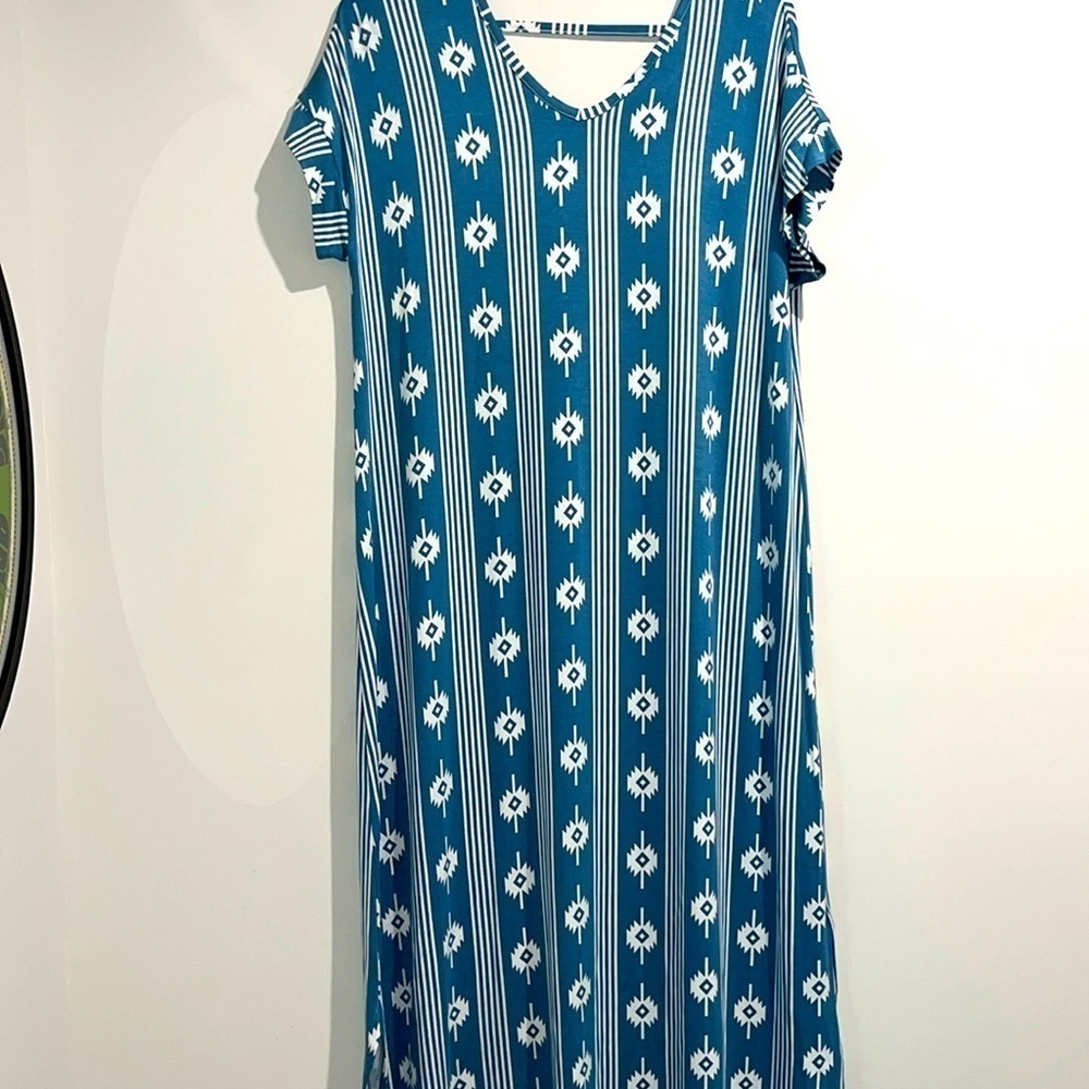 Lularoe blue white Macy dress. Size small. NWT.